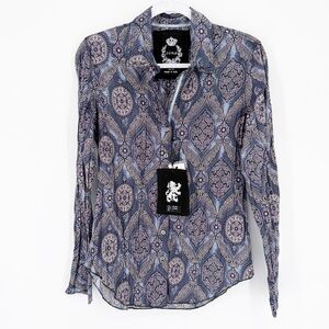 New Nwt Cino Print Cotton Top Crinkle Small Cino 6028